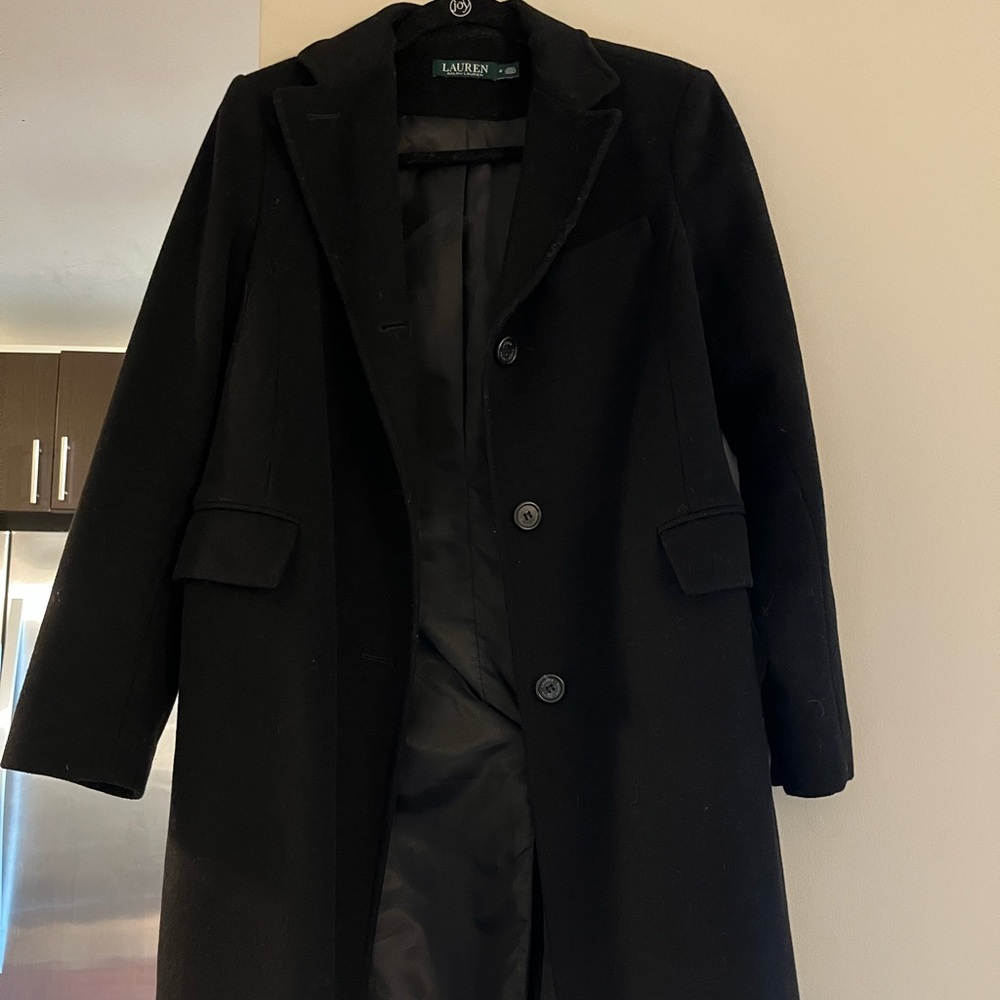 black ralph lauren wool coat; lightly used worn only a few times